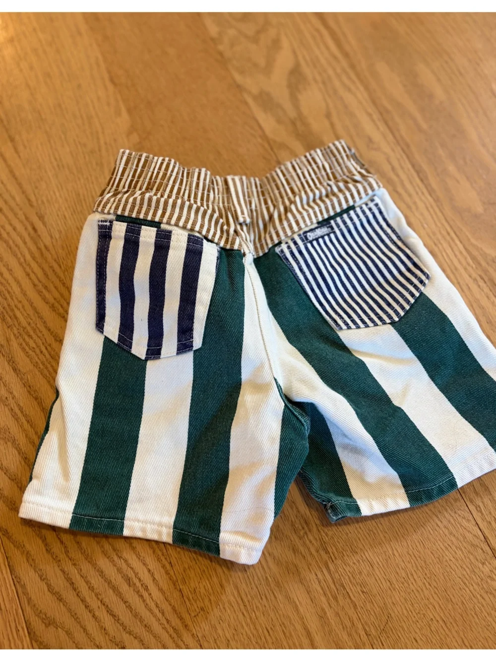 Oshkosh B’Gosh 4T Vintage Bold Stripe Colorblock Denim Shorts USA Made Dad